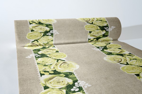 Airlaid Tischläufer Lovely Roses in Gelb 40 cm x 24 m , 1 Stück - Mank