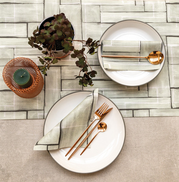 Airlaid Serviette Theo in Salbei-Schwarz, 40 x 40 cm, 50 Stück - Mank