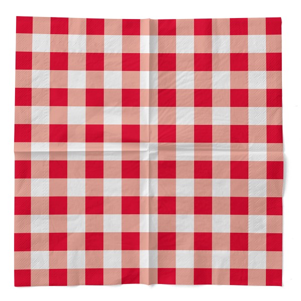 Tissue Serviette Karo Rot, 33 x 33 cm, 3-lagig, 100 Stück - Mank