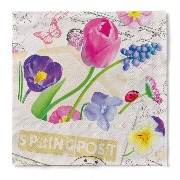 Tissue Serviette Springpost, 40 x 40 cm, 3-lagig, 100 Stück - Mank