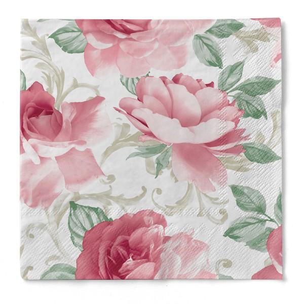 Tissue Serviette Rosalie in Bordeaux, 40 x 40 cm, 3-lagig, 100 Stück - Mank