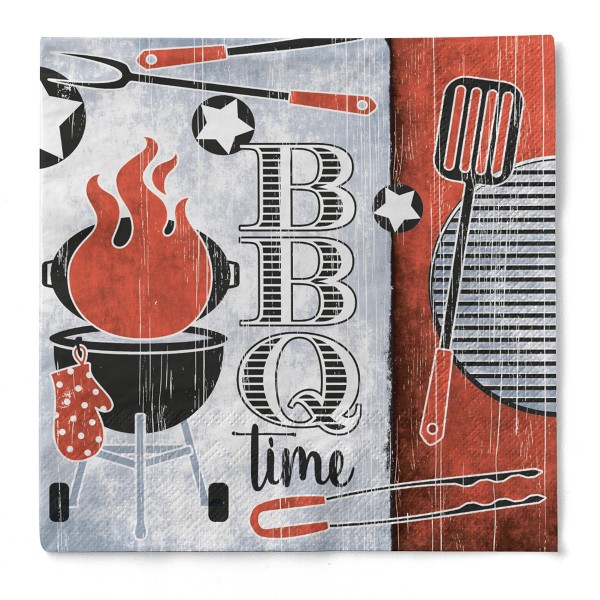 Tissue Serviette BBQ-Time, 33 x 33 cm, 3-lagig, 100 Stück - Mank