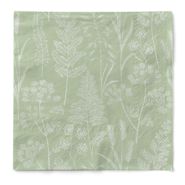 Tissue Serviette Benjamin in Salbei, 33 x 33 cm, 3-lagig, 100 Stück - Mank