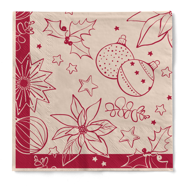 Tissue Serviette Milan in Recycled Tissue-Bordeaux, 33 x 33 cm, 100 Stück - Mank