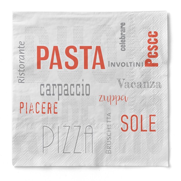 Tissue Serviette Pasta, 40 x 40 cm, 3-lagig, 1/4 Falz, 100 Stück - Mank