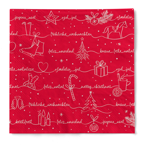 Tissue Serviette Ravin in Rot-Weiß, 33 x 33 cm, 100 Stück - Mank