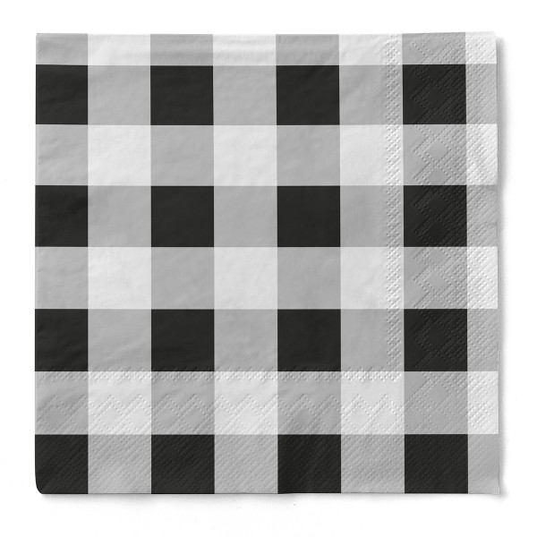 Tissue Serviette Karo Schwarz, 33 x 33 cm, 3-lagig, 100 Stück - Mank