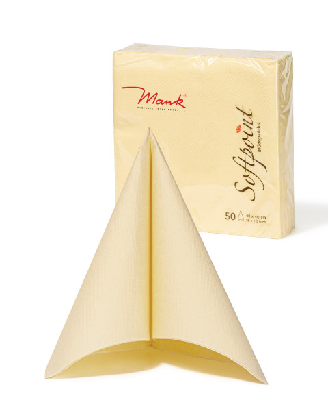 Softpoint Serviette in Creme, 1/4-Falz, 40 x 40 cm, 50 Stück - Mank