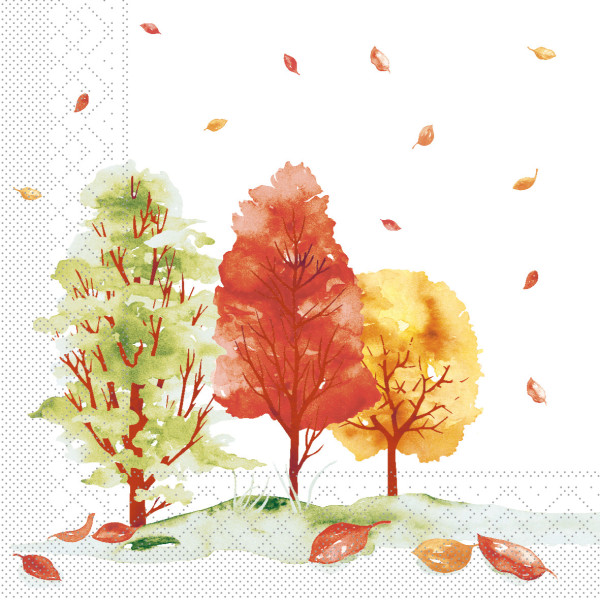 Tissue Serviette Herbstwald, 40 x 40 cm, 3-lagig, 100 Stück - Mank