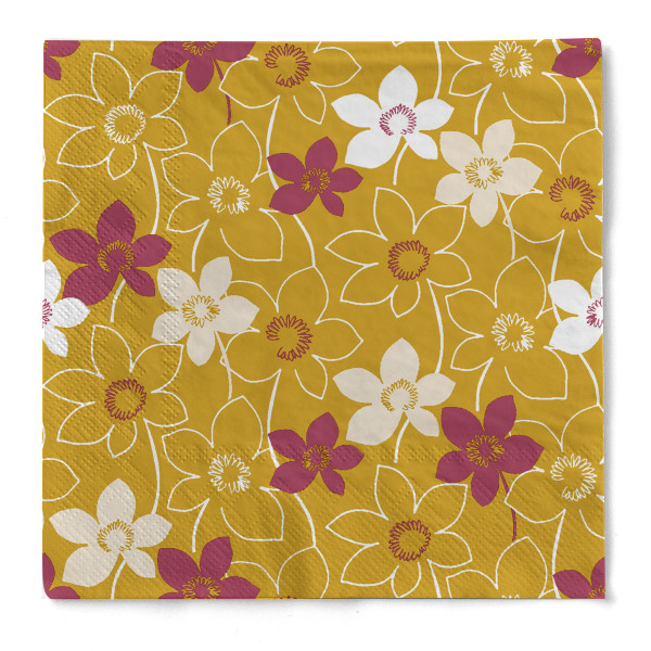 Tissue Serviette Cora in Gold, 33 x 33 cm, 100 Stück - Mank