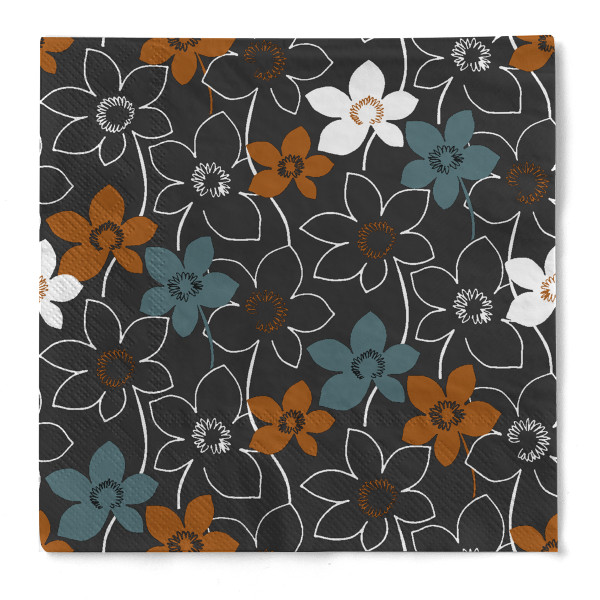 Tissue Serviette Cora in Schwarz, 33 x 33 cm, 100 Stück - Mank