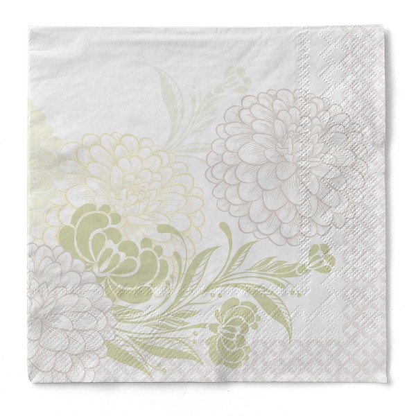 Tissue Serviette Clarissa in Grün, 33 x 33 cm, 3-lagig, 100 Stück - Mank