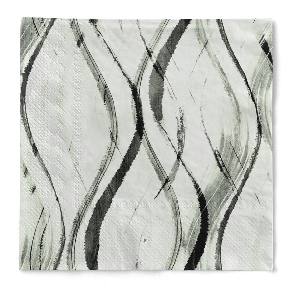 Tissue Serviette Albi in Salbei-Schwarz, 40 x 40 cm, 3-lagig, 100 Stück - Mank