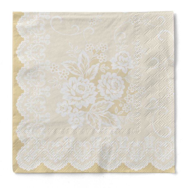 Tissue Serviette Franziska in Beige, 33 x 33 cm, 3-lagig, 100 Stück - Mank
