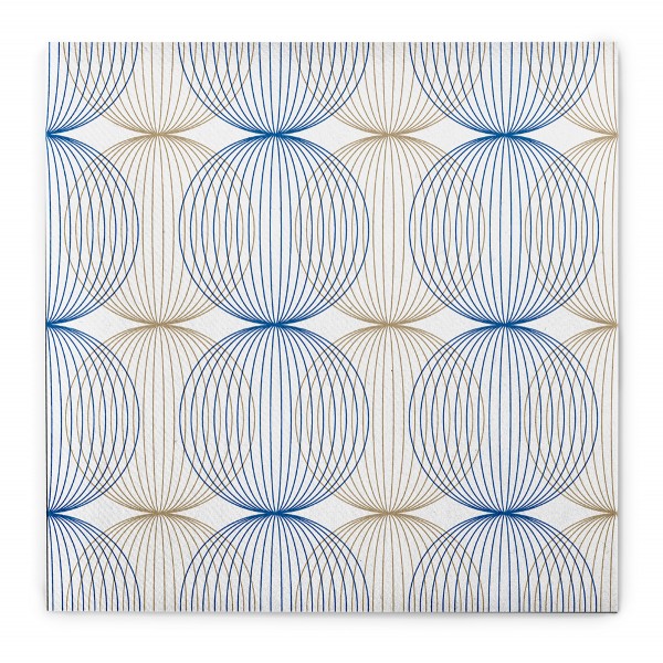 Airlaid Serviette Ludo in Blau-Gold 40 x 40 cm, 50 Stück - Mank
