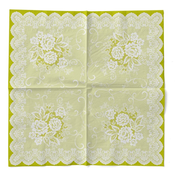 Tissue Serviette Franziska in Grün, 33 x 33 cm, 3-lagig, 100 Stück - Mank