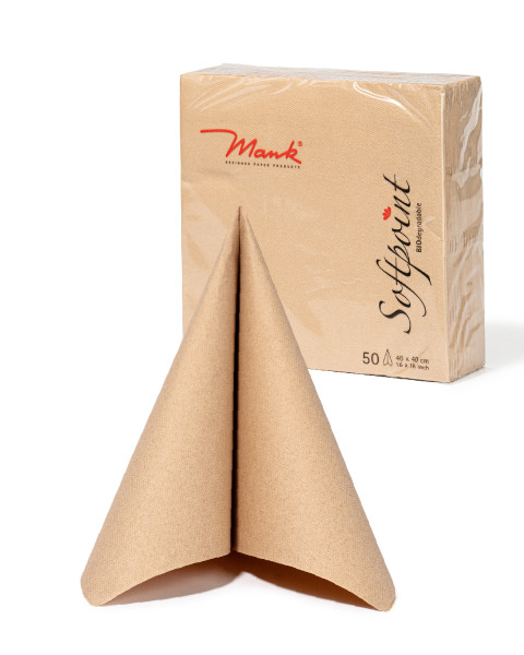 Softpoint Serviette Recycled Braun, 1/4-Falz, 40 x 40 cm, 50 Stück - Mank