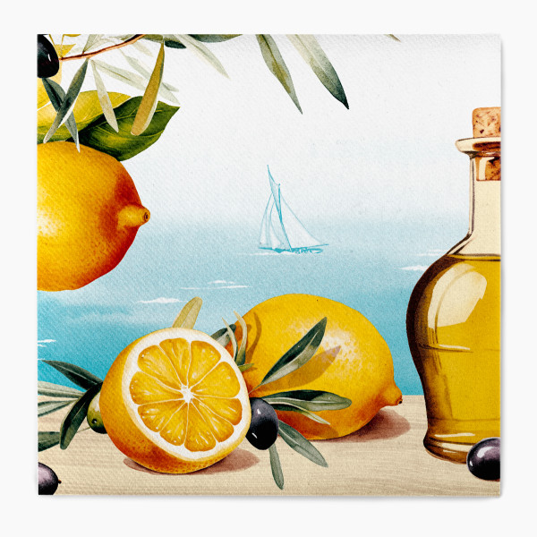 Airlaid Serviette Olives & Lemons, 40 x 40 cm, 50 Stück - Mank
