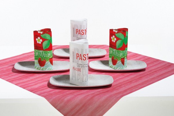 Airlaid Tischdecke Aquarell in Rot, 80 x 80 cm, 20 Stück - Mank