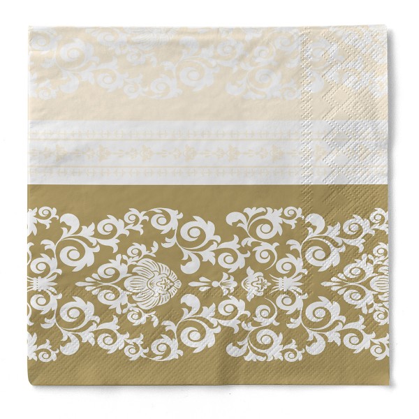 Tissue Serviette Pascal in Gold-Creme, 33 x 33 cm, 3-lagig, 100 Stück - Mank