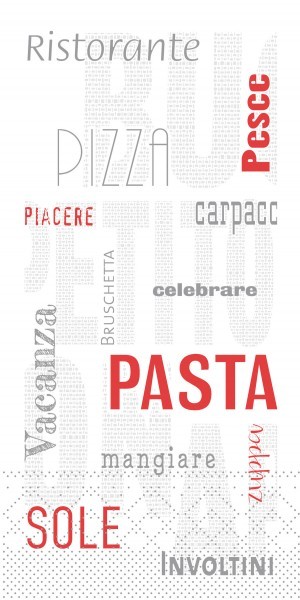 Tissue Serviette Pasta, 40 x 40 cm, 1/8 Falz, 125 Stück - Mank