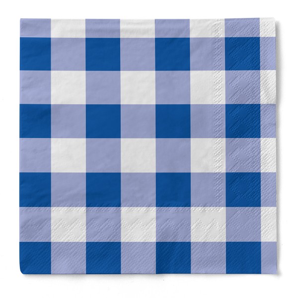 Tissue Serviette Karo in Blau, 33 x 33 cm, 3-lagig, 100 Stück - Mank
