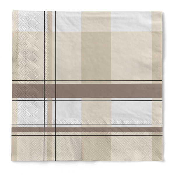 Tissue Serviette Kevin in Beige-Braun, 40 x 40 cm, 3-lagig, 100 Stück - Mank