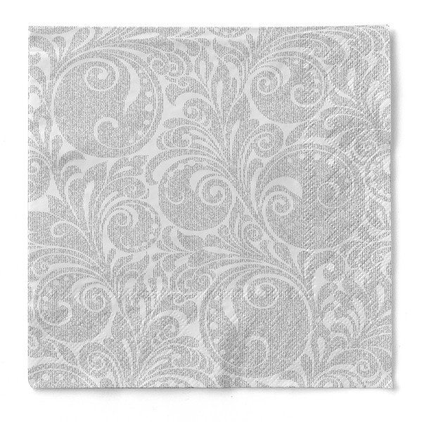 Tissue Serviette Jordan in Silber, 33 x 33 cm, 3-lagig, 100 Stück - Mank