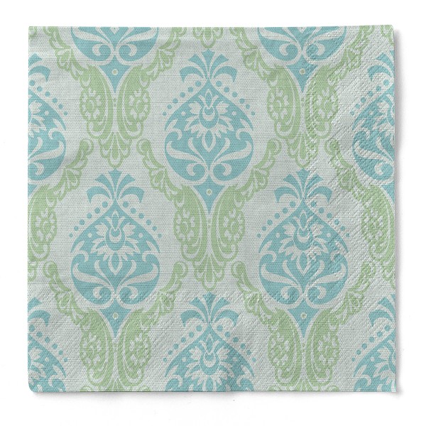 Tissue Serviette Doris in Grün-Blau, 40 x 40 cm, 3-lagig, 100 Stück - Mank