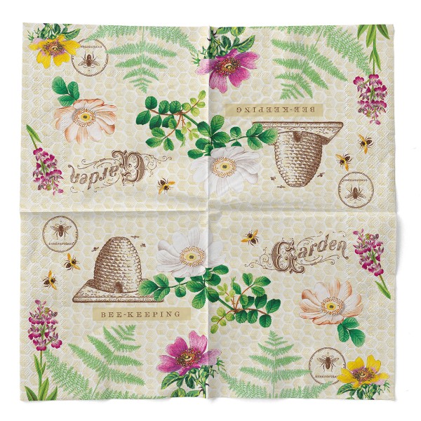 Tissue Serviette Bee-Keeping, 33 x 33 cm, 3-lagig, 100 Stück - Mank