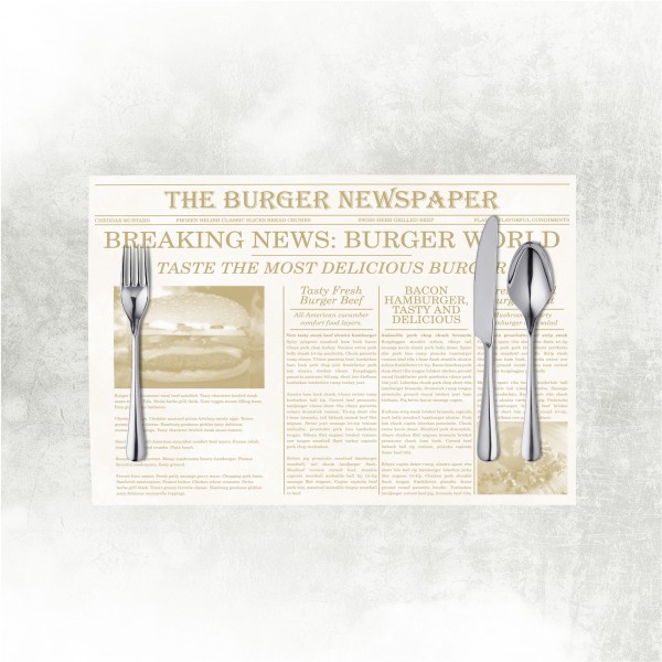 Papier Tischset Newspaper in Beige, 40 x 30 cm, 500 Stück - Mank