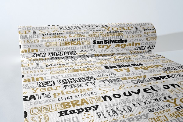 Airlaid Tischläufer San Silvestro in Silber-Gold-Schwarz, 40 cm x 24 m , 1 Stück - Mank