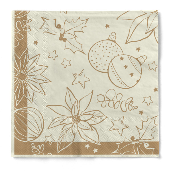 Tissue Serviette Milan in Champagner-Gold, 40 x 40 cm, 3-lagig, 100 Stück - Mank